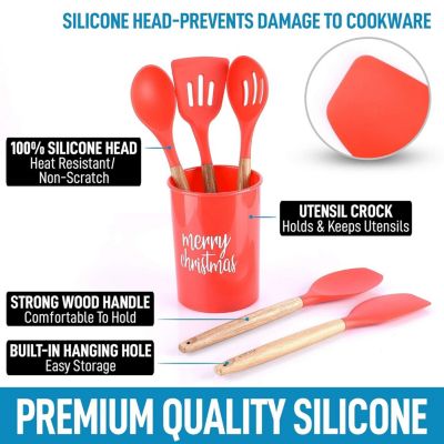 Christmas Silicone Spatula with Utensil Holder