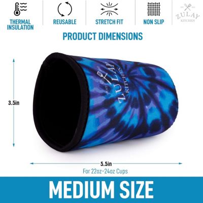 Reusable Neoprene Medium Coffee Sleeve – Fits 22oz to 24oz Iced Cups