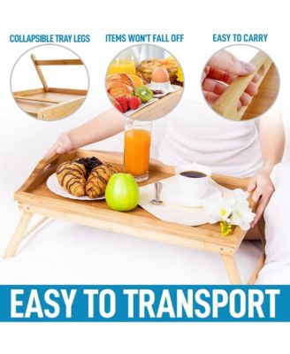 Bamboo Breakfast in Bed Tray Table with Folding Legs