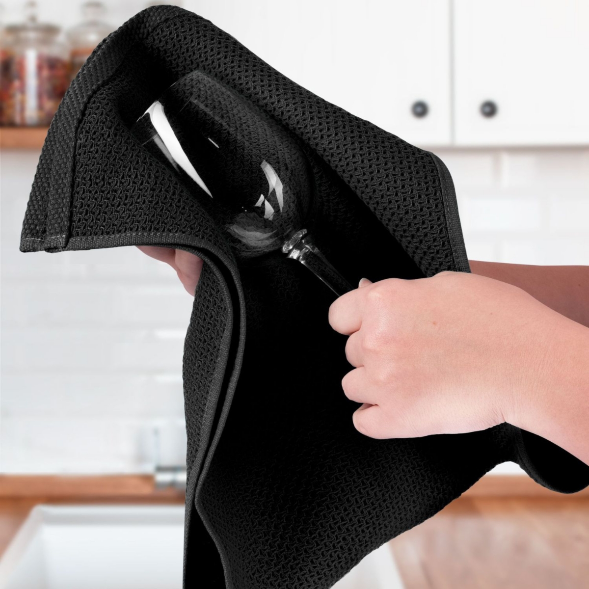 Reusable Kitchen Towels 3 Pack 100% Cotton Waffle Weave - Super Absorbent Dish for