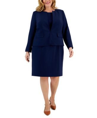 Plus Size Cardigan Jacket & Sheath 2 Piece Dress Suit