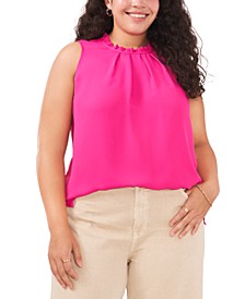 Plus Size Pleated Mock Neck Top
