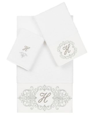 Turkish Cotton Monica Embellished Towel 3 Piece Set - White