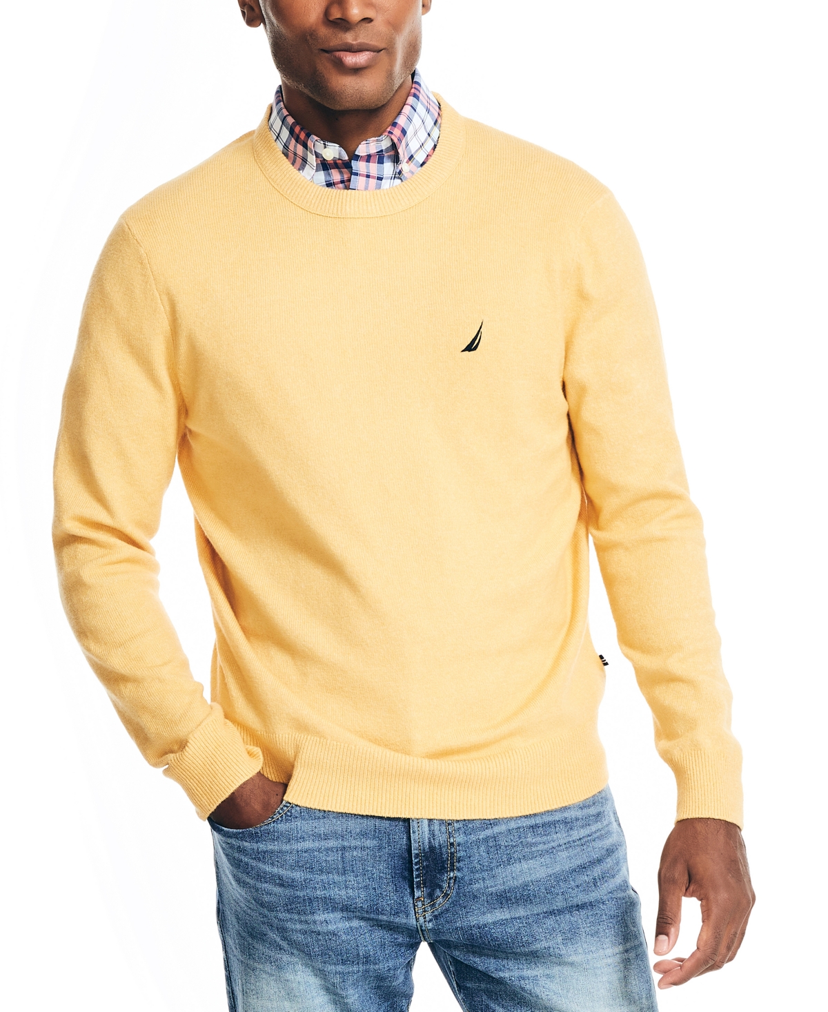 Nautica Men's Sustainably Crafted Crewneck Sweater In Ochre Beach