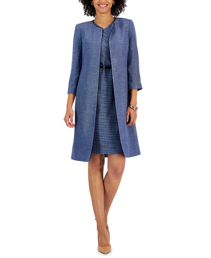 Kasper Women's Collarless 3/4-Sleeve Tweed Topper Jacket - Macy's