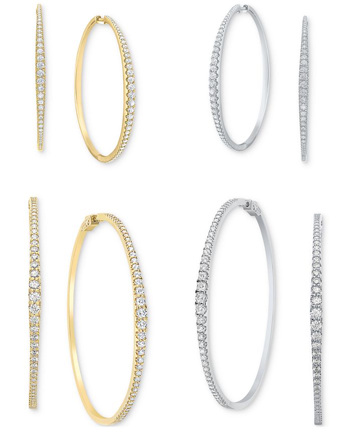 Macy s Diamond Graduated Hoop Earring Collection In 14k White Or Yellow 