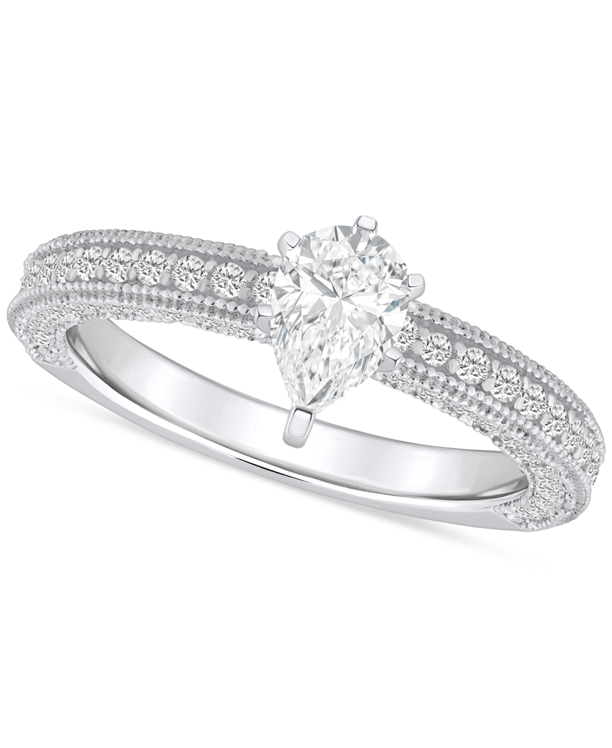 Macy's Diamond Pear Engagement Ring (1-1/5 Ct. T.w.) In 14k Gold In White Gold