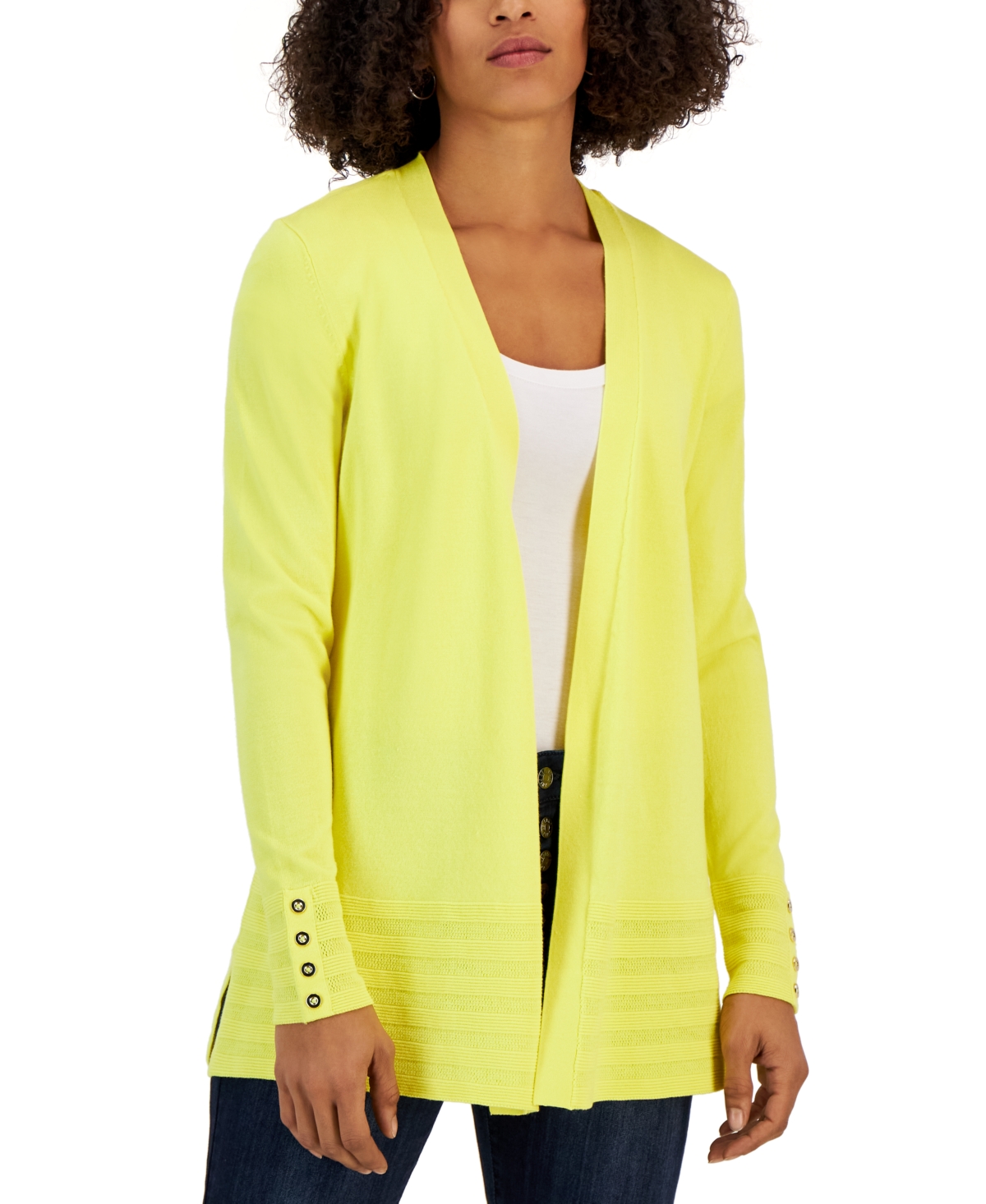 Charter Club Women's Open-front Cardigan, Created For Macy's In Nouveau  Yellow