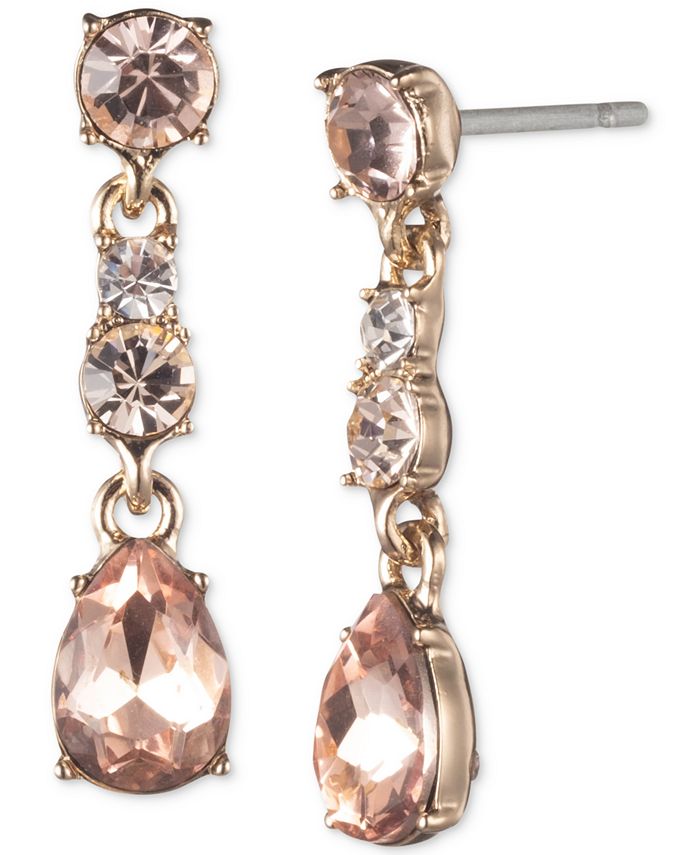 Givenchy Gold-Tone Mixed Crystal Linear Drop Earrings & Reviews - Earrings  - Jewelry & Watches - Macy's