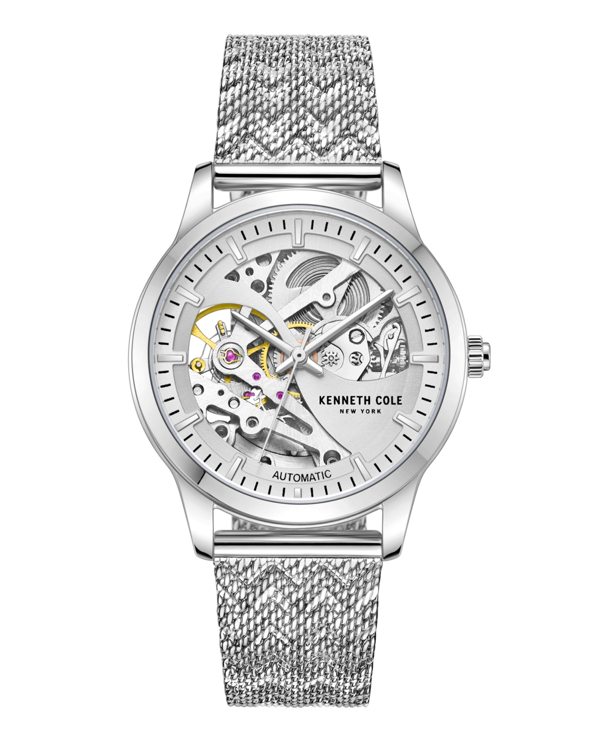 Kenneth Cole New York Women's Automatic Silver-tone Stainless Steel Mesh Bracelet Watch 36mm