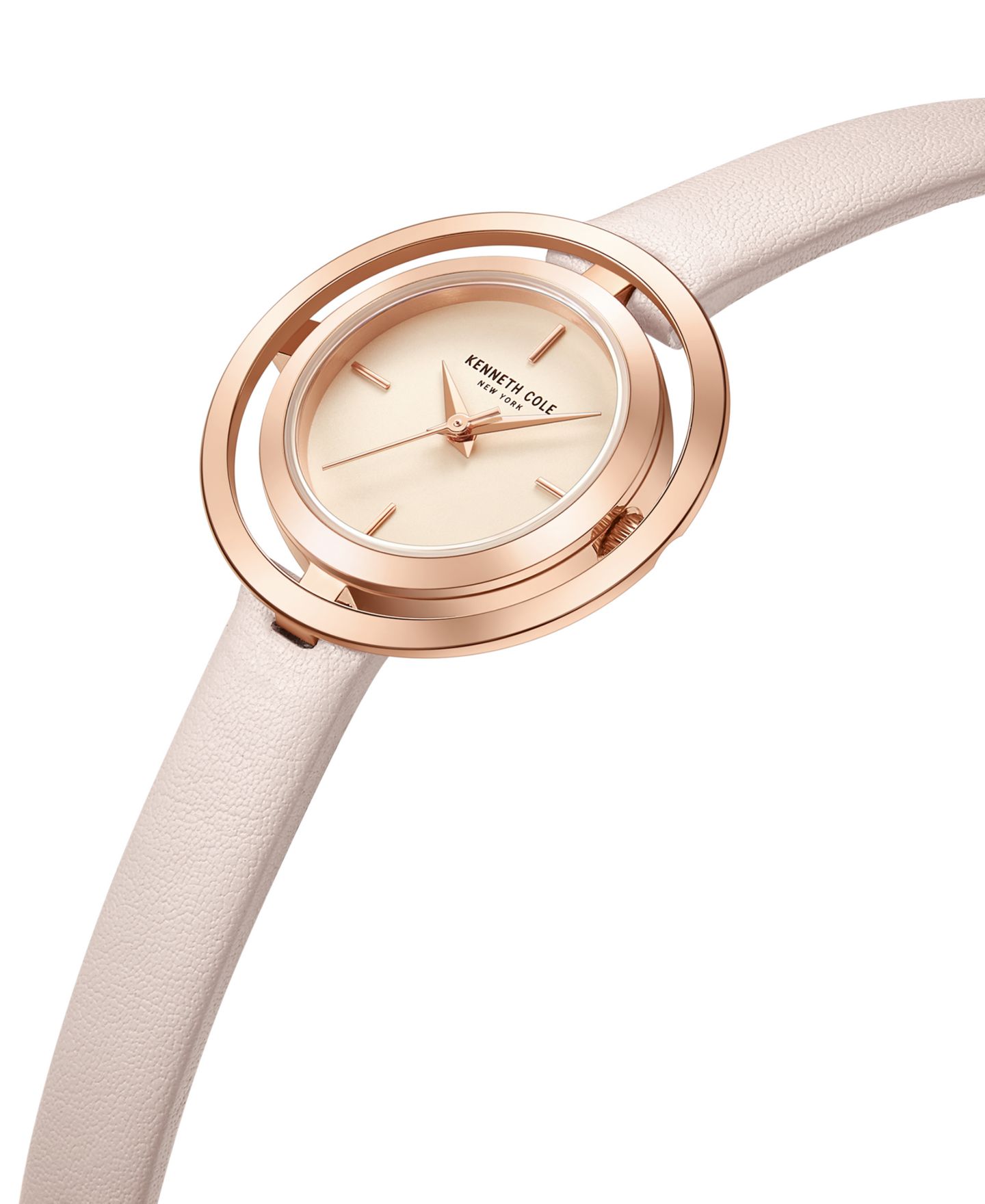 Женские часы Kenneth Cole New York Transparency Dial Nude Genuine Leather Strap Watch 32mm — фото 2