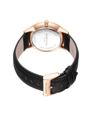 Men's Modern Classic Black Genuine Leather Strap Watch 42mm