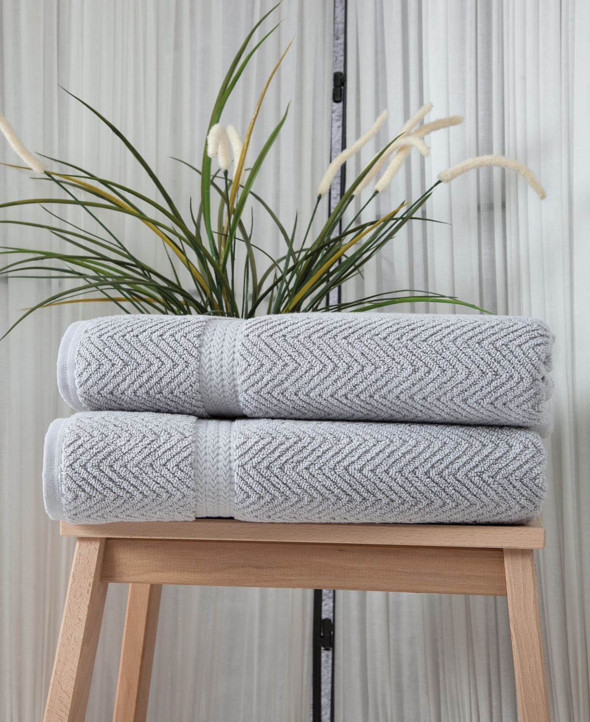 Ozan Premium Home Maui 2-pc. Bath Sheet Set Bedding In Light Gray