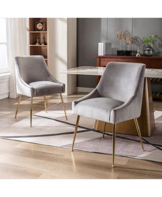 Upholstered Performance Velvet Accent Chair With Metal Leg (Set of 2)