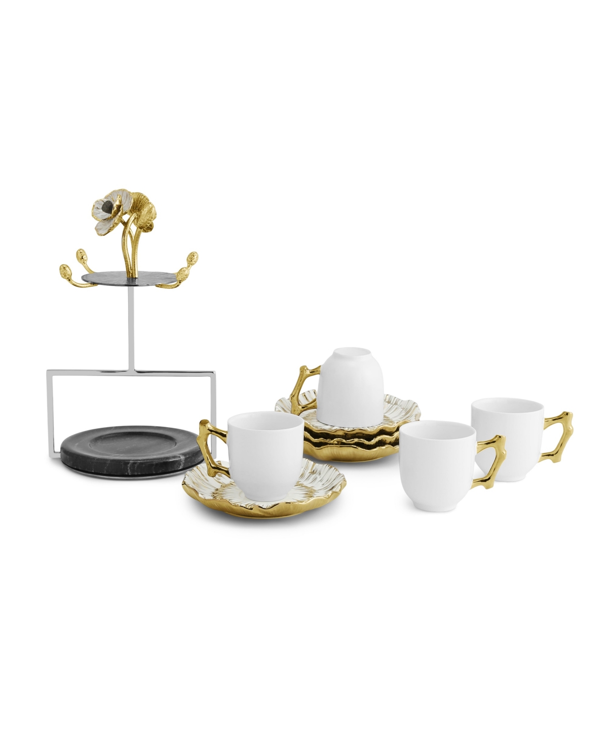 Michael Aram Anemone Demitasse 8 Piece Set With Stand