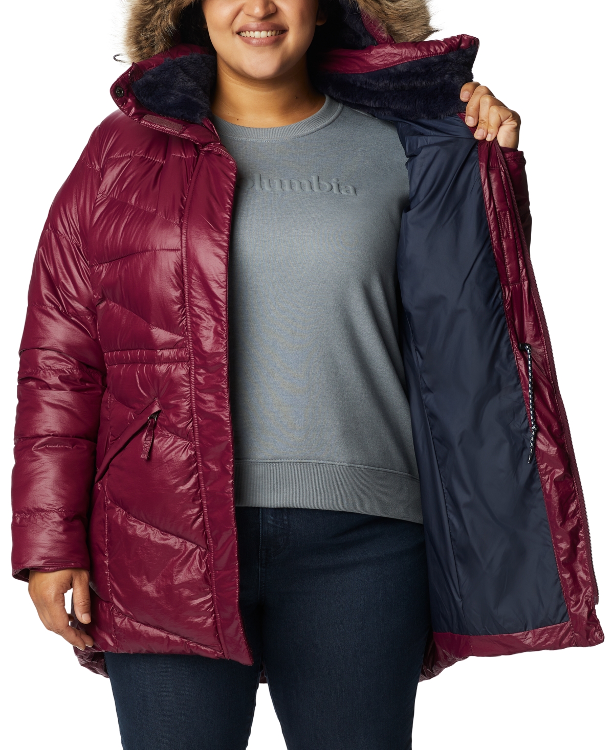 Columbia Plus Size Peak To Park Ii Hooded Fauxfurtrim Jacket In