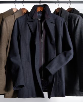 Kenneth Cole Men's Double Breasted Wool Blend Peacoat With Bib - Macy's