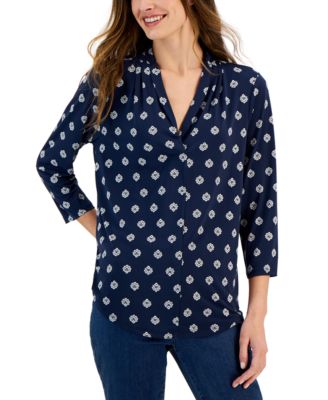 Charter Club - Petite 3/4-Sleeve Iconic Rings Top