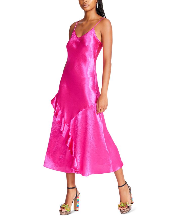 Betsey Johnson Women's Ruffled Satin Slip Dress & Reviews - Dresses ...