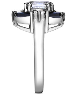 White Quartz (1-7/8 ct. t.w.), White Topaz (1/2 ct. t.w.) & Black Spinel (1-1/5 ct. t.w.) Cluster Ring in Sterling Silver