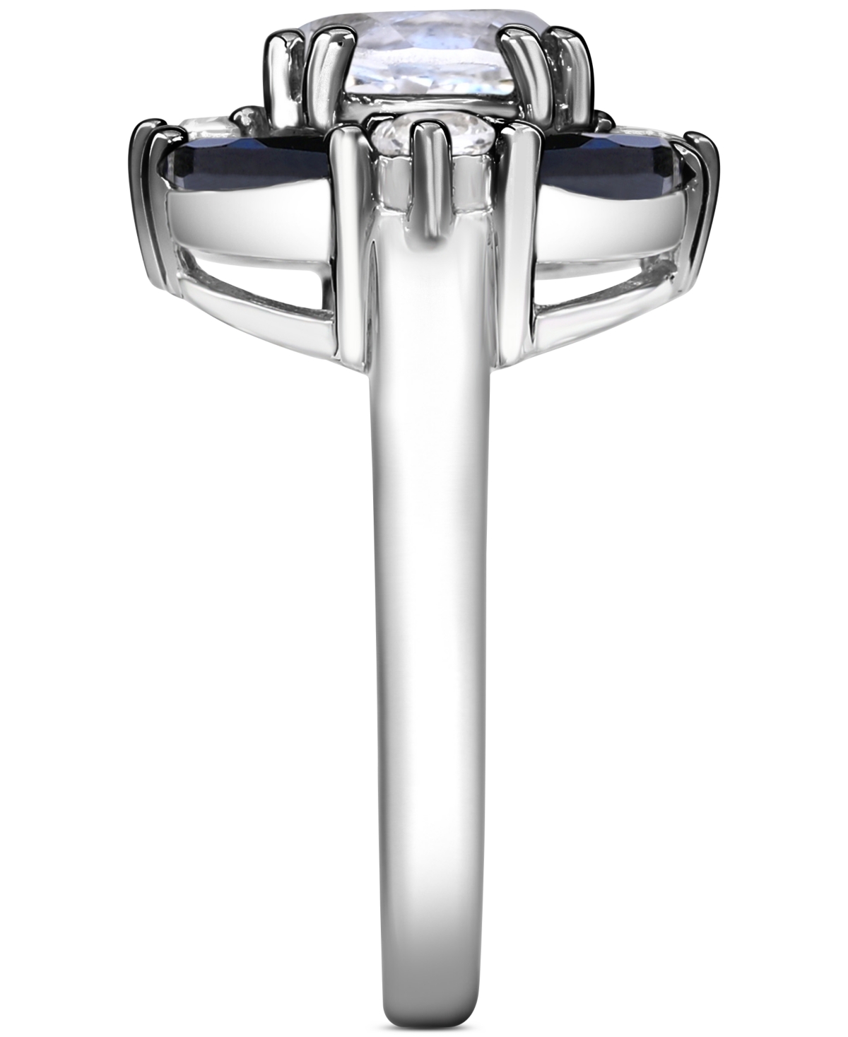 White Quartz (1-7/8 ct. t.w.), White Topaz (1/2 ct. t.w.) & Black Spinel (1-1/5 ct. t.w.) Cluster Ring in Sterling Silver - Multi-Gemstone