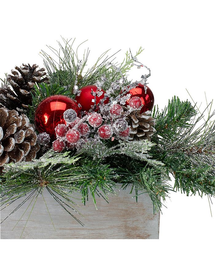 Northlight Mixed Pine and Ornaments Artificial Christmas Arrangement in