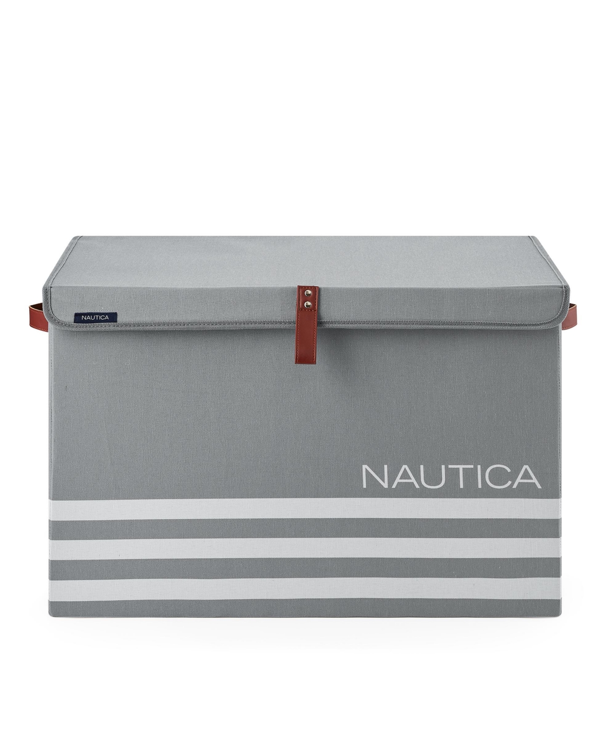 Shop Nautica Folded Large Storage Trunk With Lid Stripe In Gray Stripe