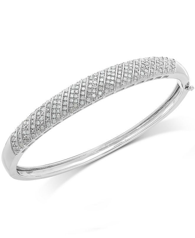 Macy's Diamond MultiRow Bangle Bracelet in Sterling Silver (1 ct. t.w
