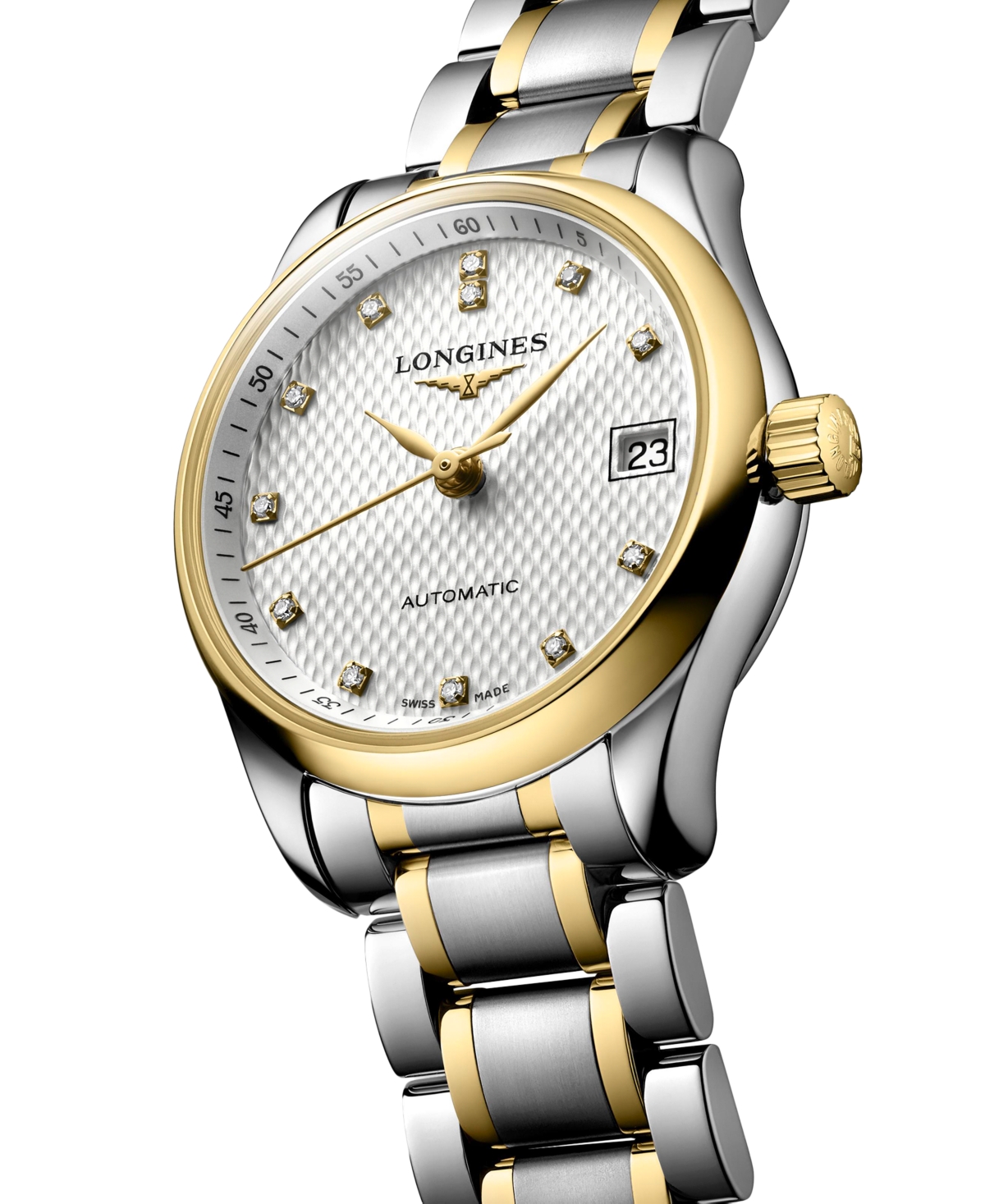 Shop Longines Women's Swiss Automatic Master Diamond Accent 18k Gold And Stainless Steel Bracelet Watch 26mm L2128 In No Color