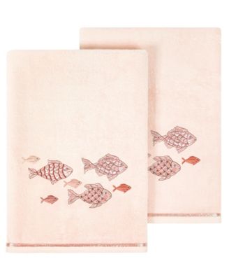 Turkish Cotton Figi Embellished 2-Pc. Bath Towel Set