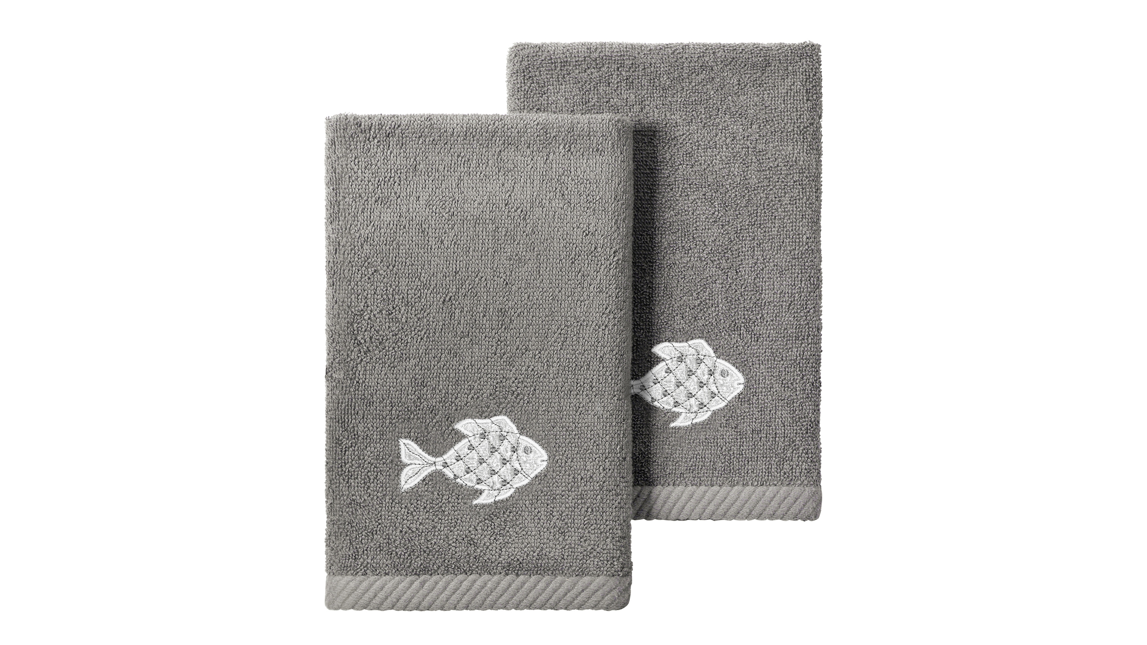 Linum Home Turkish Cotton Figi Embellished 2-Pc. Fingertip Towel Set