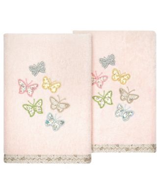 Turkish Cotton Mariposa Embellished 2-Pc. Hand Towel Set