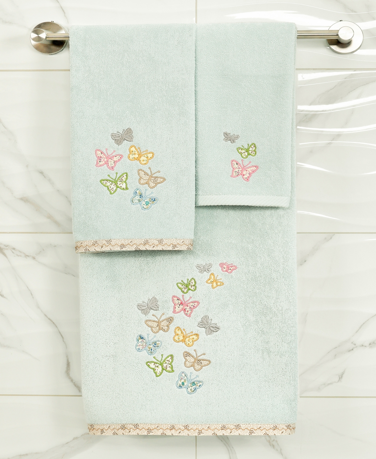 Linum Home Turkish Cotton Mariposa Embellished -Pc. Bath Towel Set