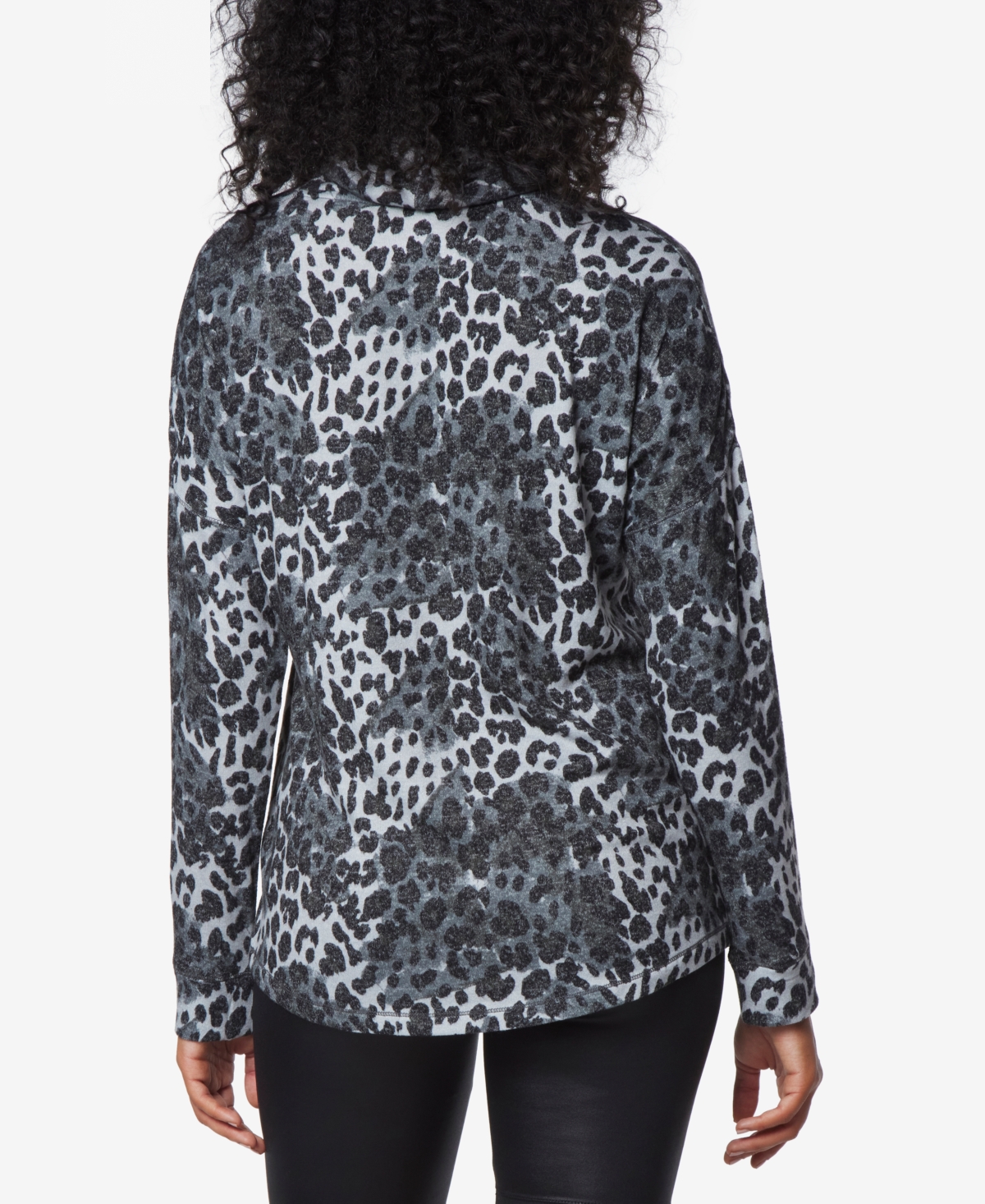 Andrew Marc Sport Women's Long Sleeve Printed Cowl Neck Tunic Top