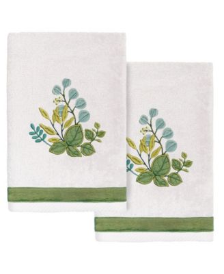 Turkish Cotton Botanica Embellished 2-Pc. Hand Towel Set