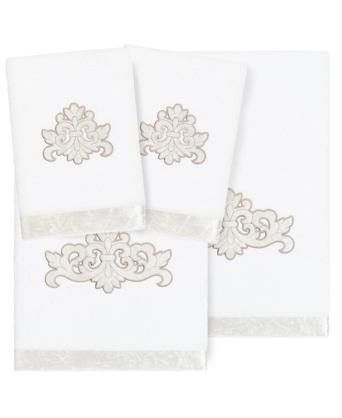 Linum Home Textiles Turkish Cotton May Embellished Towel Set, 4 Piece In White