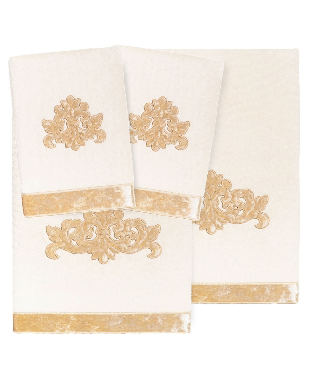 Linum Home Textiles Turkish Cotton May Embellished Towel Set, 4 Piece Bedding In Beige