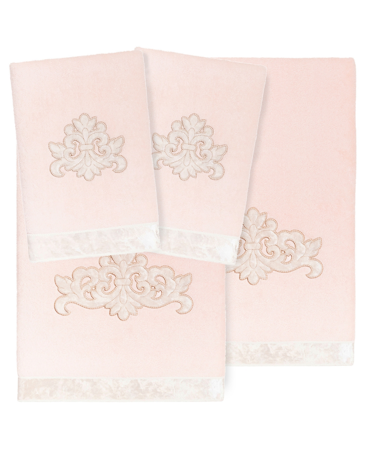 Linum Home Turkish Cotton May Embellished 4-pc. Bath Towel Set In Blush