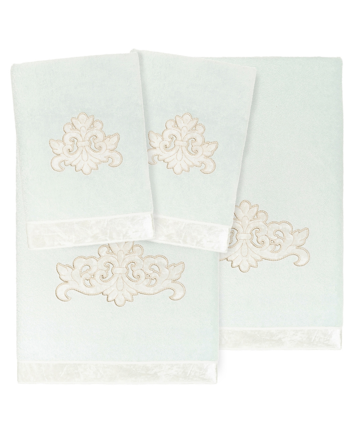 Linum Home Textiles Turkish Cotton May Embellished Towel Set, 4 Piece In Aqua