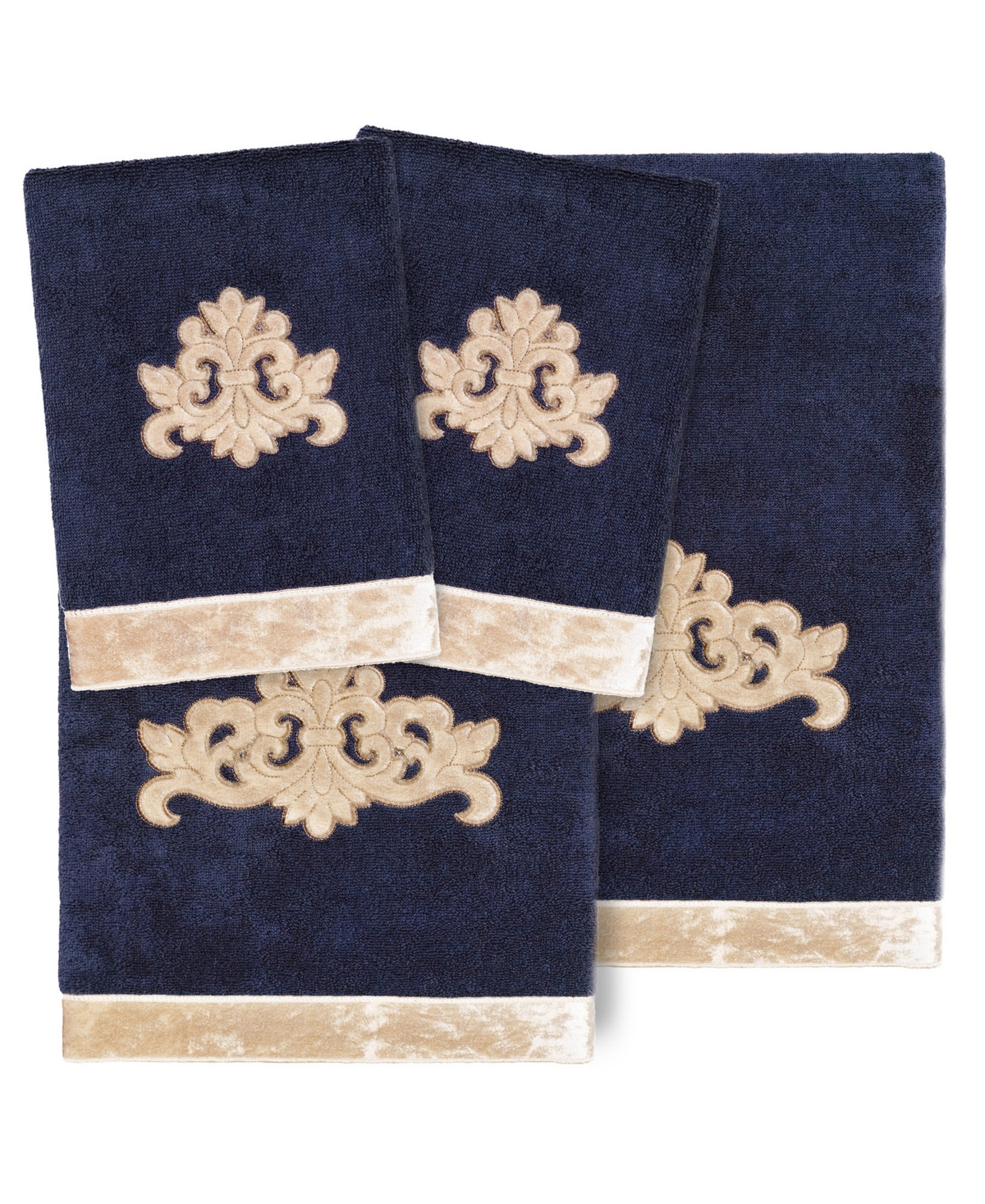 Linum Home Textiles Turkish Cotton May Embellished Towel Set, 4 Piece Bedding In Marine