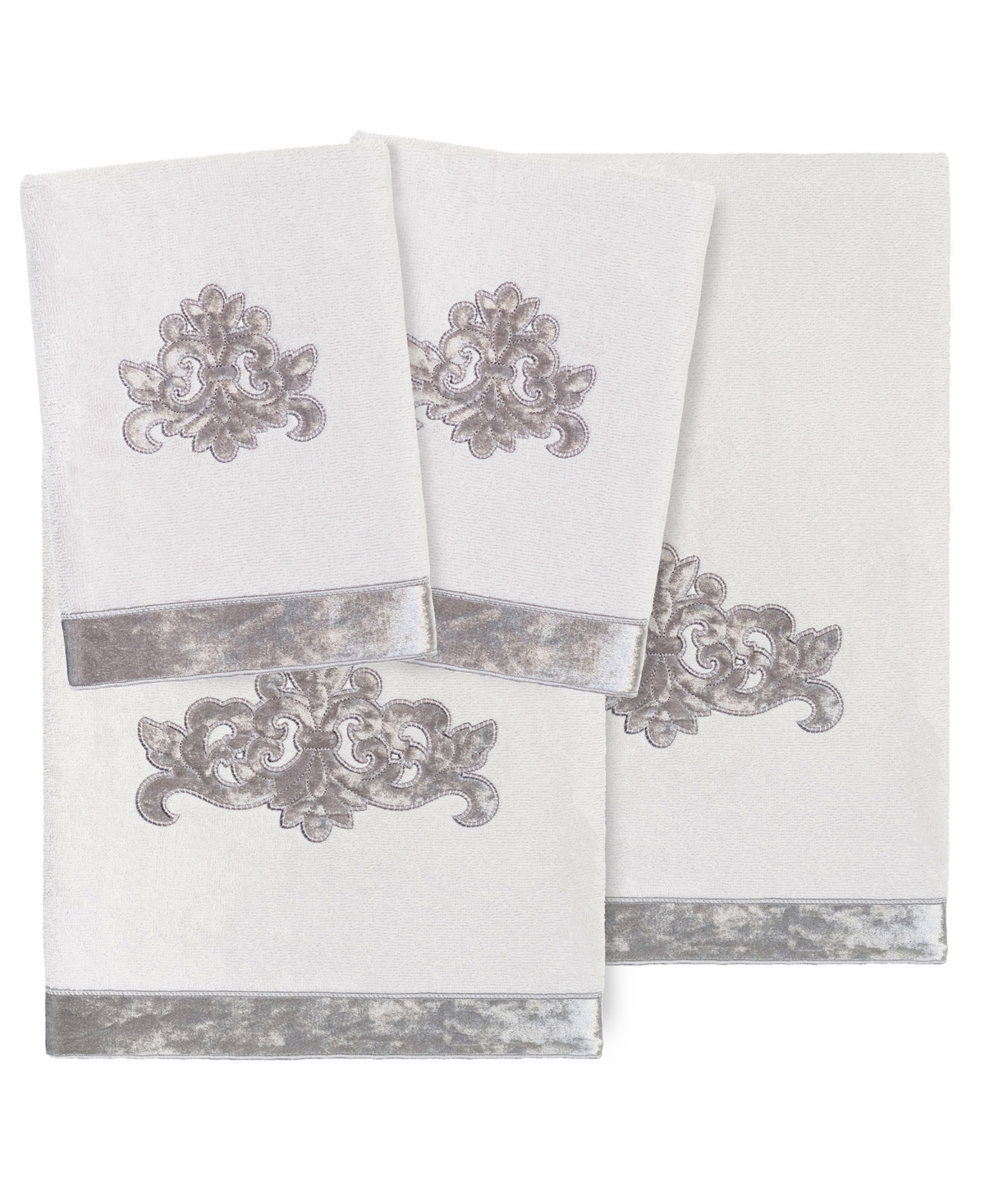 Linum Home Textiles Turkish Cotton May Embellished Towel Set, 4 Piece Bedding In Silver
