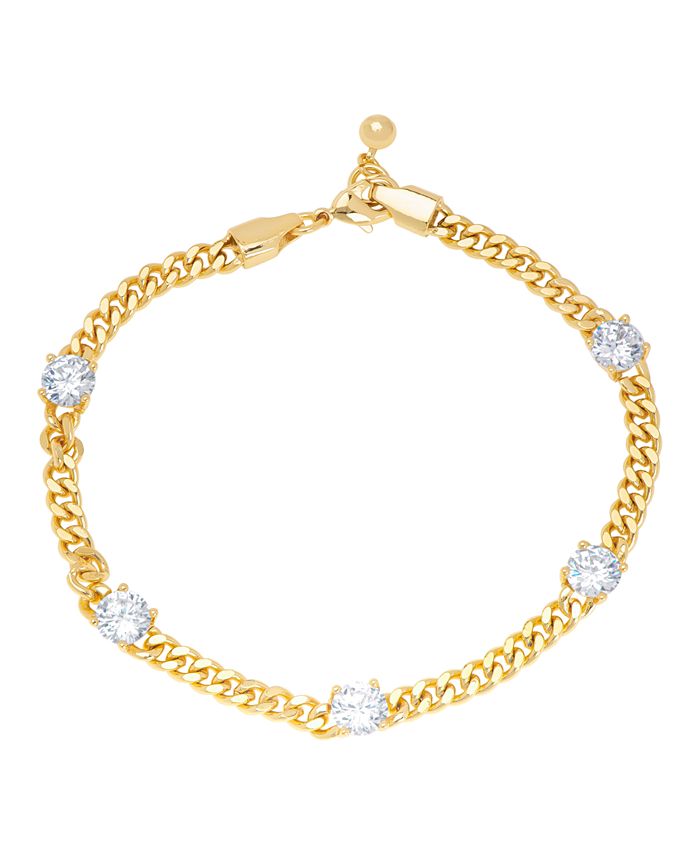 Macy's Gold Plated Cubic Zirconia Cuban Link Bracelet Macy's