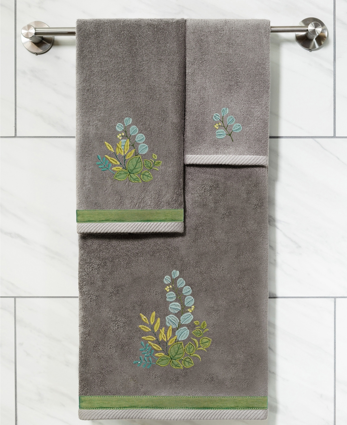 Linum Home Turkish Cotton Botanica Embellished -Pc. Bath Towel Set