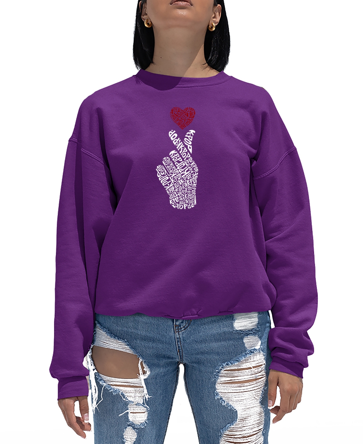 La Pop Art Women's K-Pop Word Art Crewneck Sweatshirt