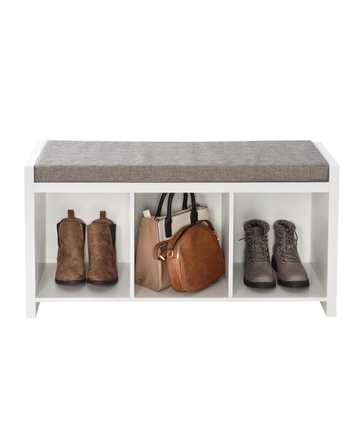 Honey Can Do Cube Organizer Bench with Shoe Storage and Seat Cushion