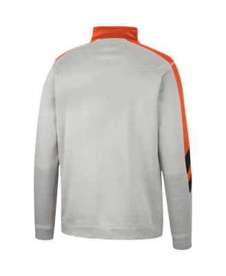 Men's Gray and Orange Oregon State Beavers Bushwood Fleece Quarter-Zip Jacket