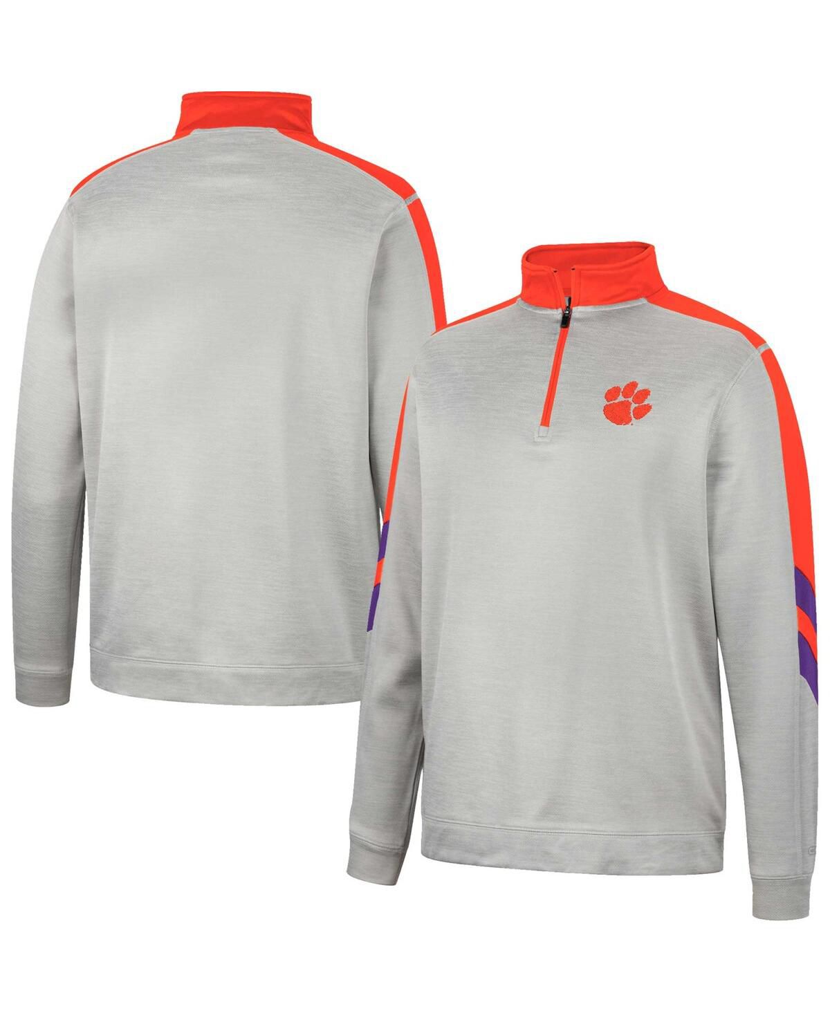Мужская серо-оранжевая флисовая куртка Clemson Tigers Bushwood с застежкой-молнией на четверть дюйма