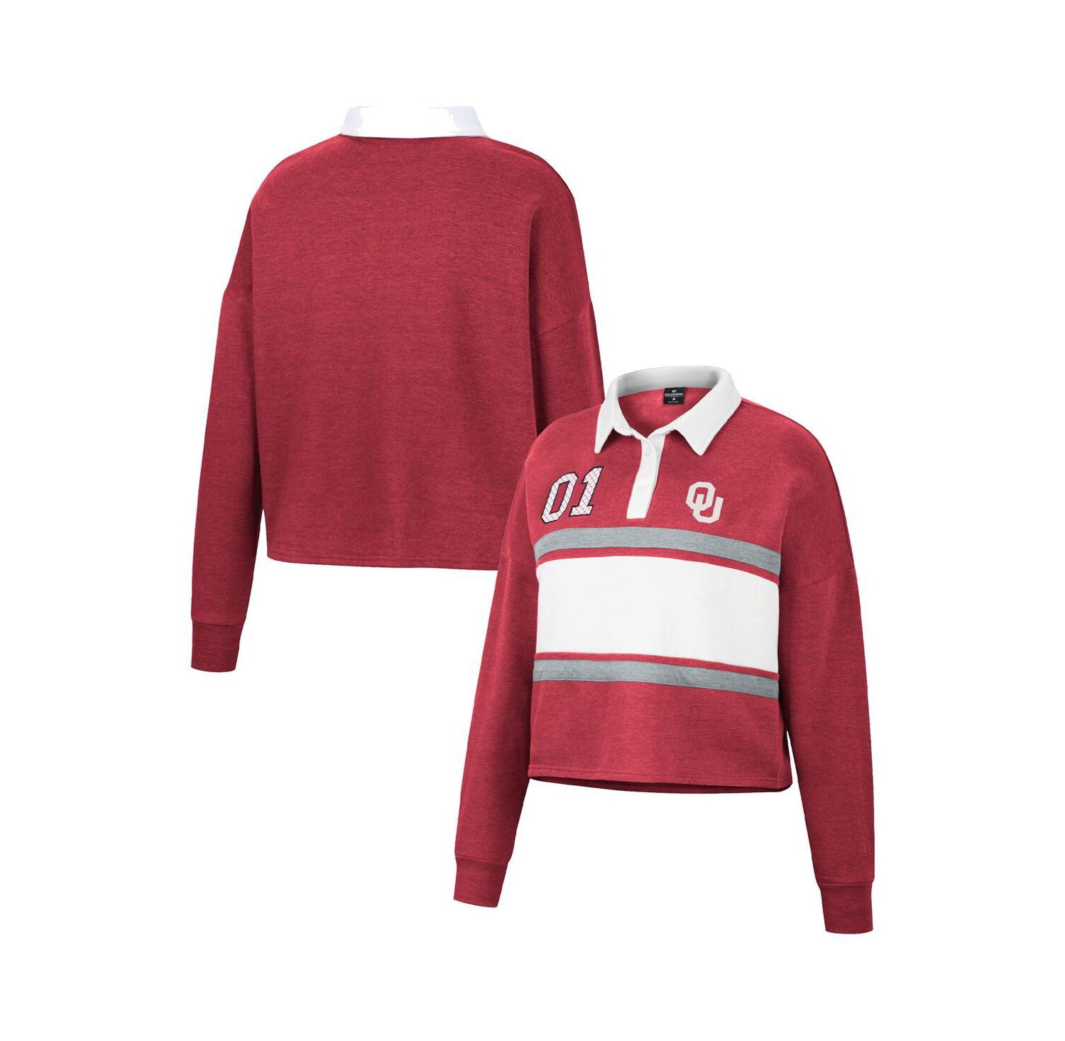 Women's Crimson Oklahoma Sooners I Love My Job Rugby Long Sleeve Shirt