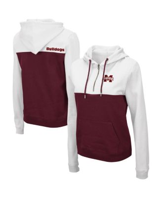 Women's White and Maroon Mississippi State Bulldogs Aidan Quarter-Zip Hoodie