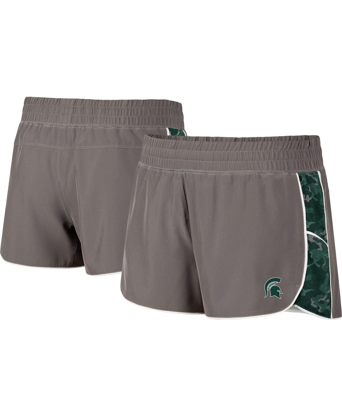 Women's Colosseum Gray and Green Michigan State Spartans Pamela Lined Shorts - Gray, Green